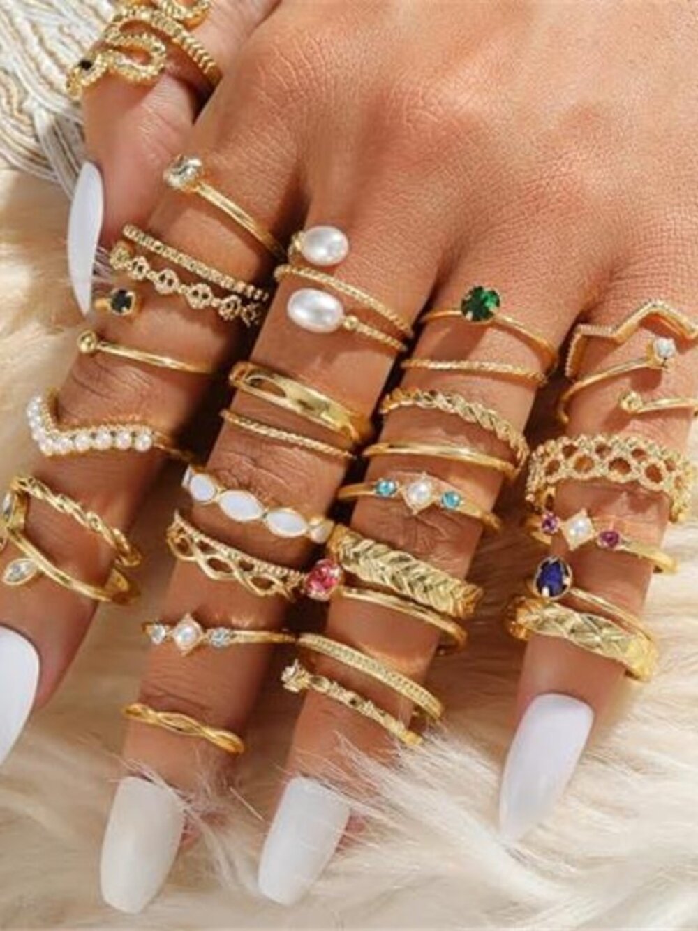 KISS WIFE Gold Stackable Moon Star Knuckle Rings Set for Women, Boho Dainty